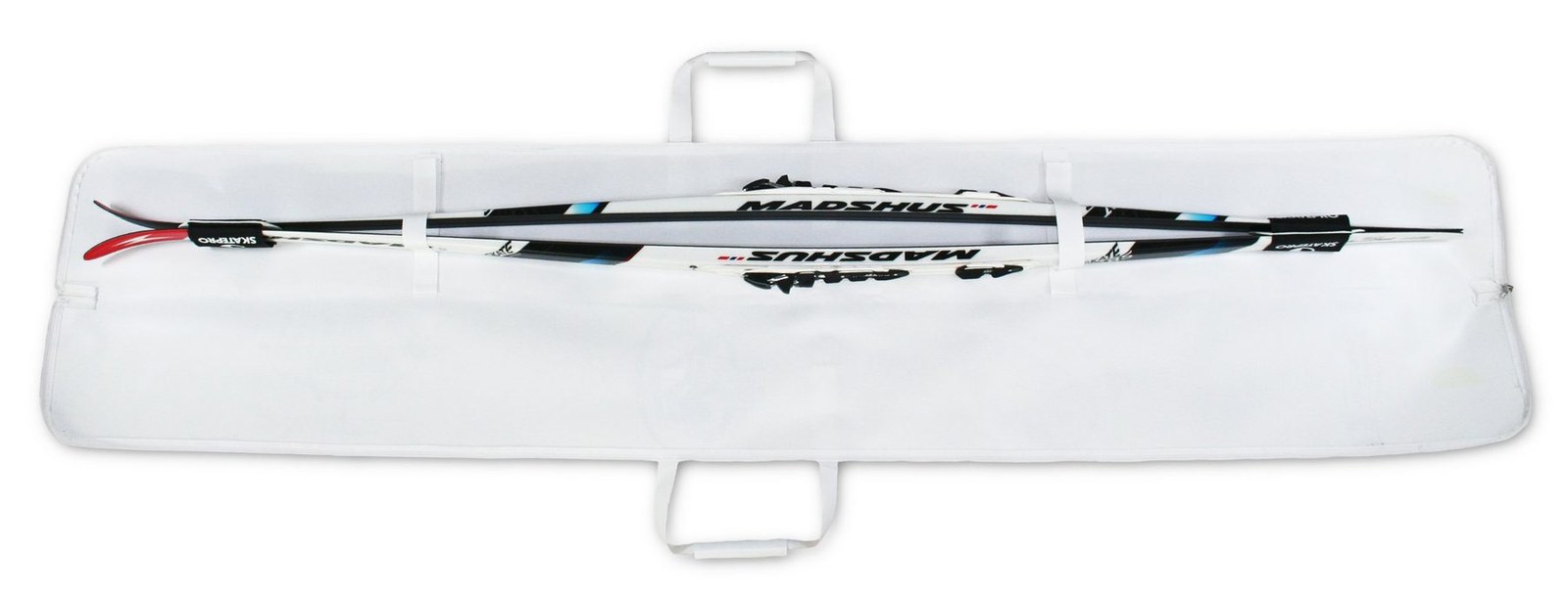 Sac Skisäk ouvert avec une paire de skis de fond